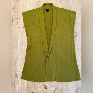 Colour Works Women's Sleeveless Open Vest Sweater Green/Yellow Size S